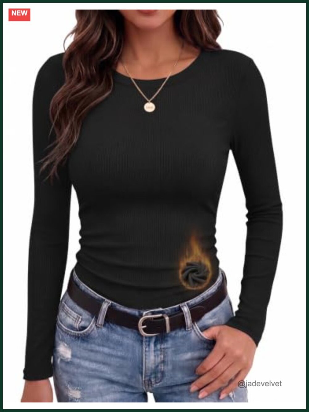 Women's Long Sleeve Thermal Crewneck Tee - Slim Fit Stretch Basic Top